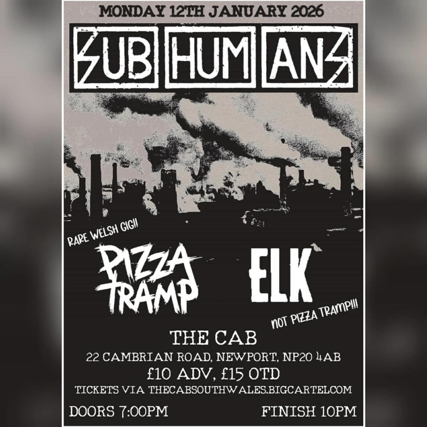 Subhumans West Coast USA Fall 2026–2027 Tour Poster 2026–2027
